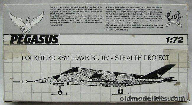 Pegasus 1/72 Lockheed XST 'Have Blue' Stealth Project Prototype - (F-119), 1021 plastic model kit